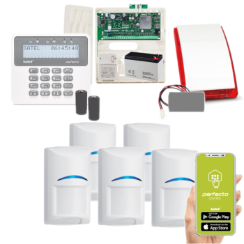 ZESTAW ALARMOWY SATEL PERFECTA 32-WRL LTE SET-A 5 CZUJEK BOSCH PRF-LCD-WRL + SYRENA MSP-300 R